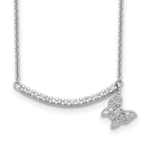 Sterling Silver CZ Bar With Butterfly Dangle Necklace